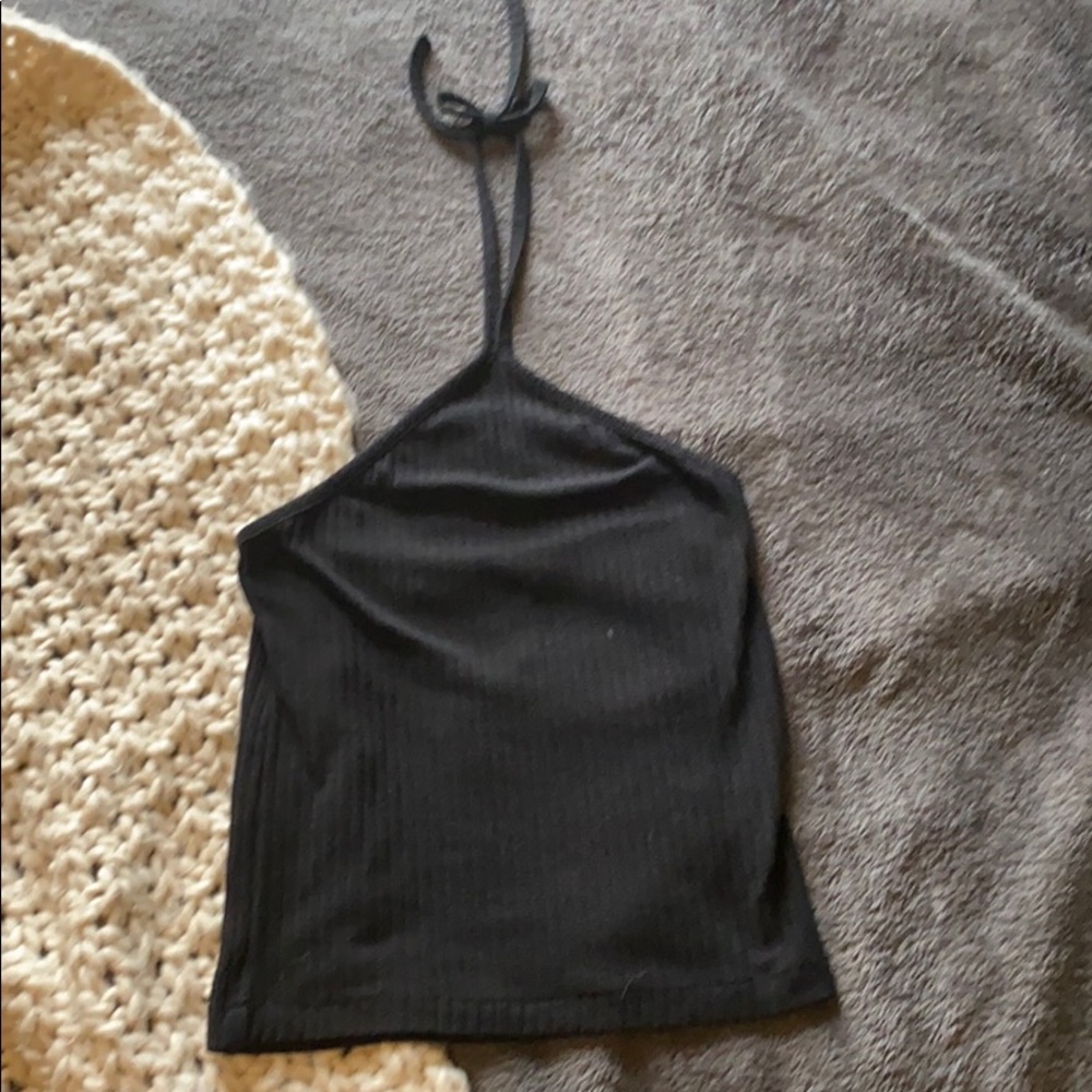 Black halter crop top